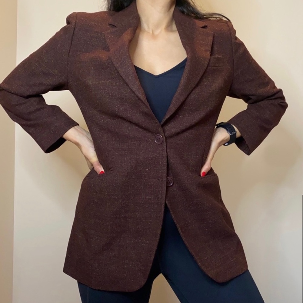Vintage Valentino Wool Oversized Brown Blazer
